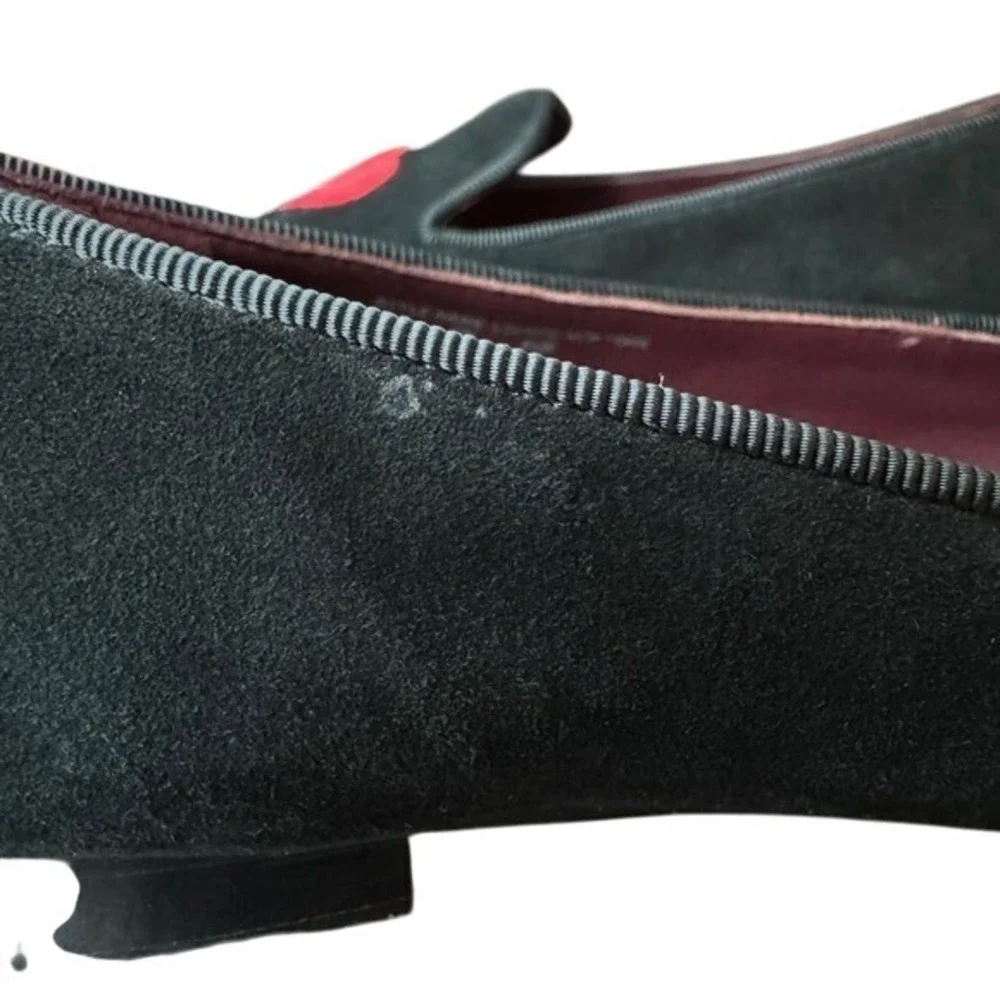 Kate Spade Lounge New York I Love NY Flats Black Suede Embroidered‎ Size 8.5